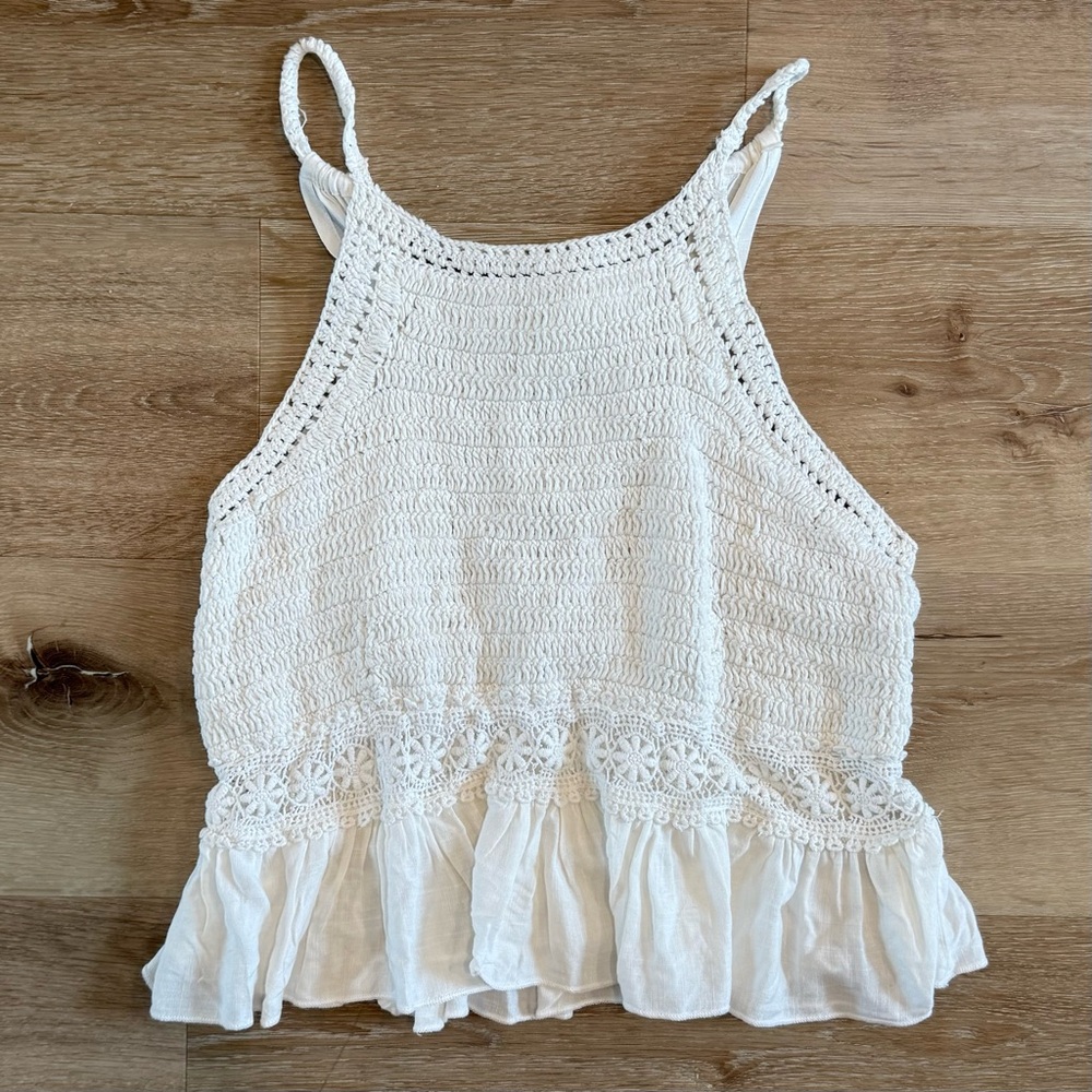 White Crochet Top